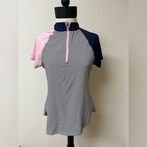 Peter Millar Dark Blue striped athletic/ golf  Shirt women’s size S